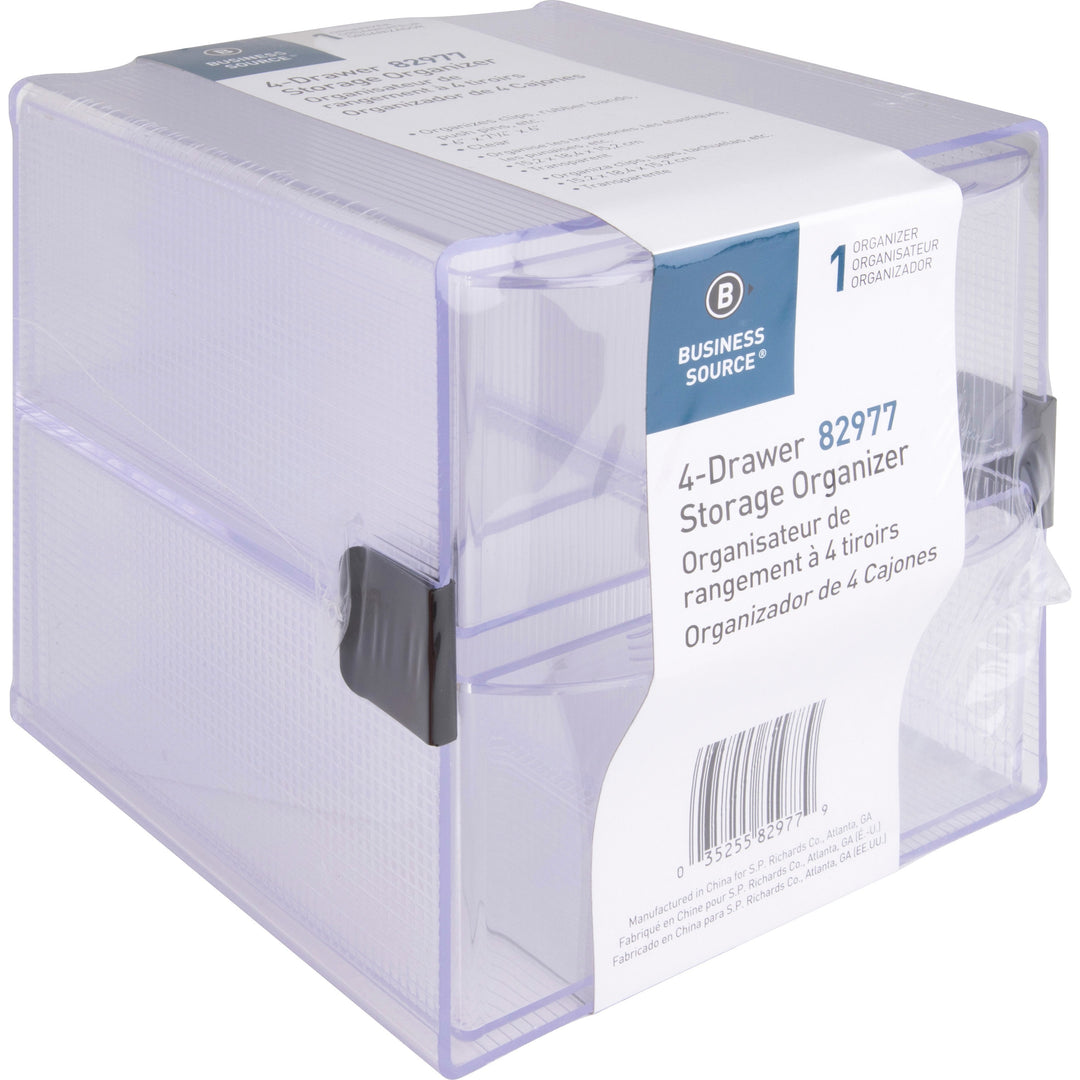 Image of Business Source Storage Organizer, 4 Drawer, 6"x7-1/4"x6", Clear