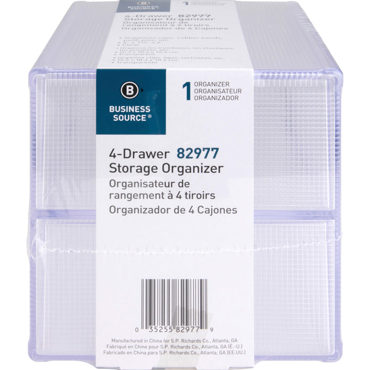 Image of Business Source Storage Organizer, 4 Drawer, 6"x7-1/4"x6", Clear