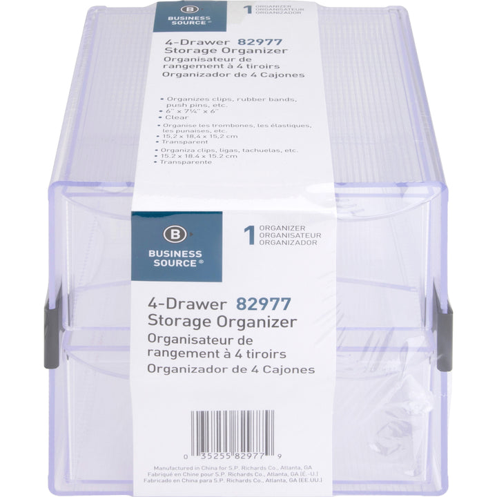 Image of Business Source Storage Organizer, 4 Drawer, 6"x7-1/4"x6", Clear