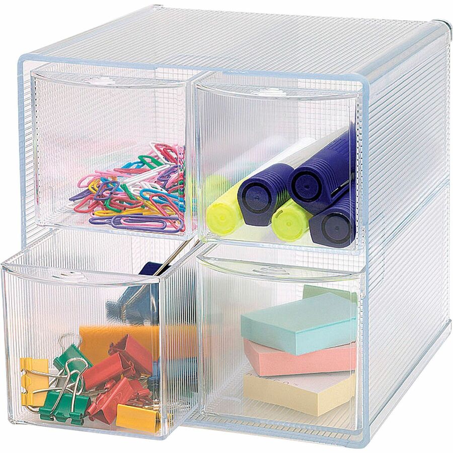 Image of Business Source Storage Organizer, 4 Drawer, 6"x7-1/4"x6", Clear