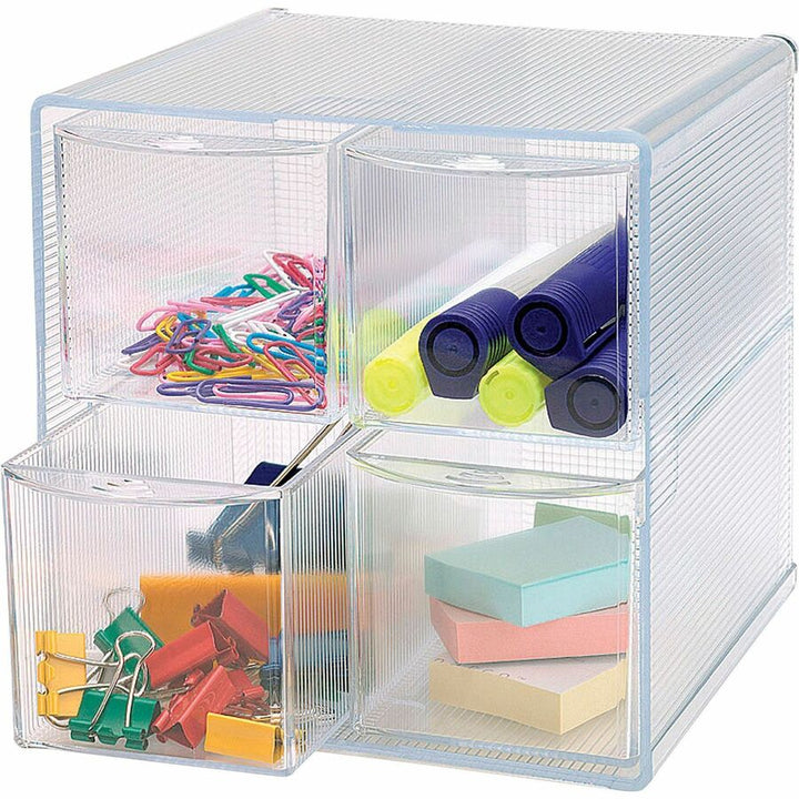 Image of Business Source Storage Organizer, 4 Drawer, 6"x7-1/4"x6", Clear