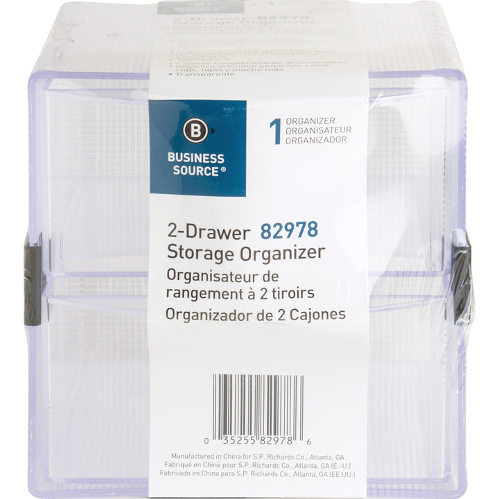 Image of Business Source Storage Organizer, 2 Drawer, 6"x6"x6", Clear