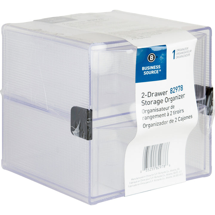 Image of Business Source Storage Organizer, 2 Drawer, 6"x6"x6", Clear