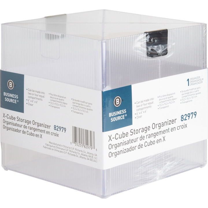 Image of Business Source Storage Organizer, X-Cube, 6"x6"x6", Clear