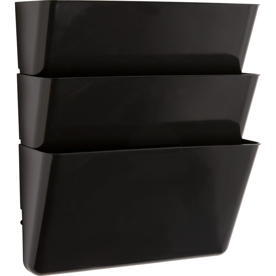 Image of Lorell Wall File Pockets, 13-1/8"x4-1/4"x14-3/4", 3/PK, Black