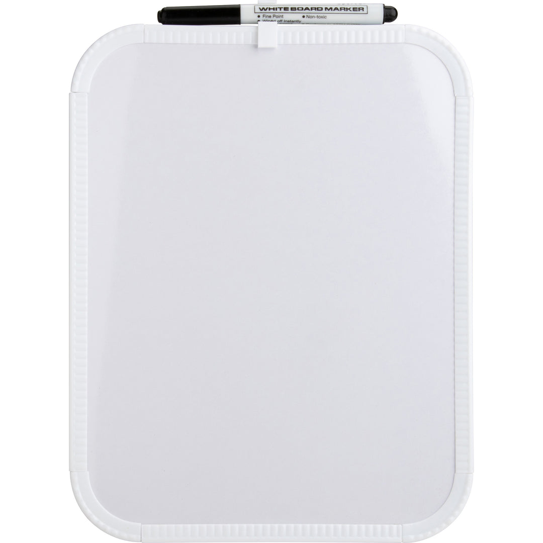Image of Lorell 75620 Personal Whiteboard, 11" (0.9 ft) Width x 8.5" (0.7 ft) Height, White Melamine Surface, White Plastic Frame, Rectangle, 1 Each