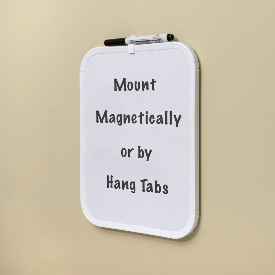 Image of Lorell 75620 Personal Whiteboard, 11" (0.9 ft) Width x 8.5" (0.7 ft) Height, White Melamine Surface, White Plastic Frame, Rectangle, 1 Each