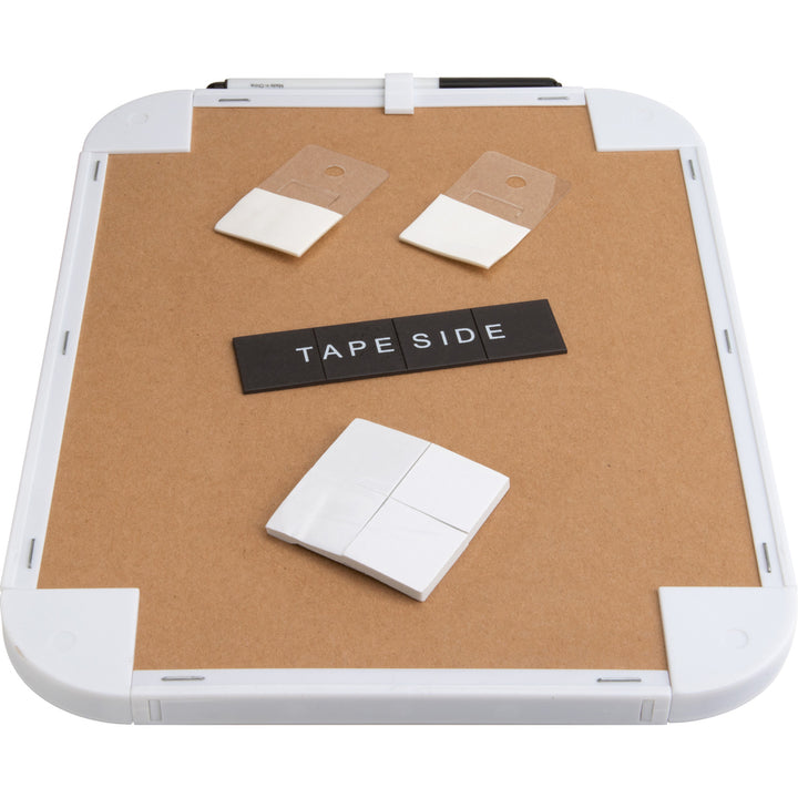 Image of Lorell 75620 Personal Whiteboard, 11" (0.9 ft) Width x 8.5" (0.7 ft) Height, White Melamine Surface, White Plastic Frame, Rectangle, 1 Each