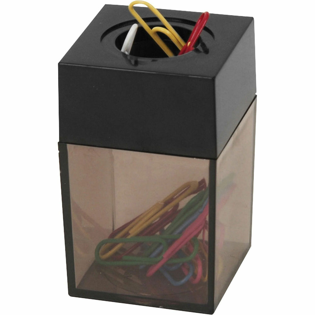 Image of Business Source Dispenser f/Paper Clips, Magnetic, 2"x3", Smoke/Black