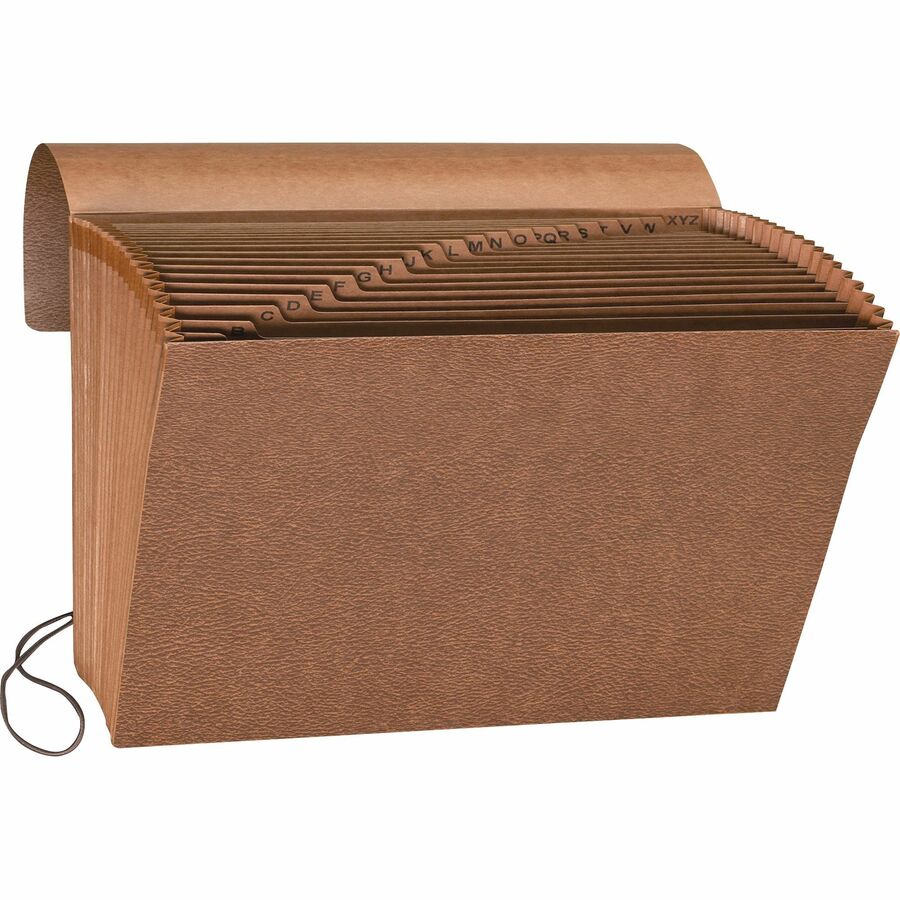 Image of Business Source Accordion File,w/Flap,A-Z,21 Pocket,Letter,12"x10",Brown