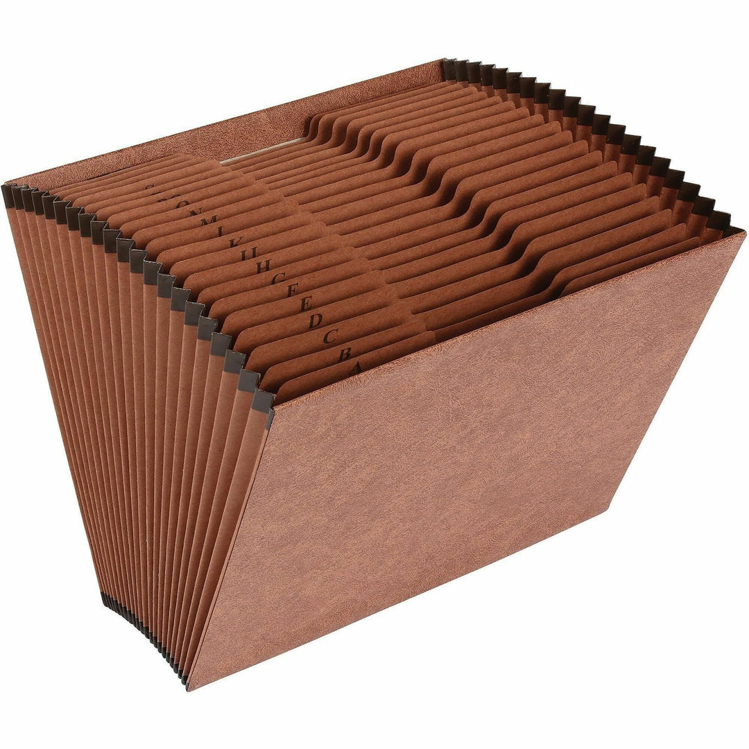 Image of Business Source Accordion File,No Flap,21 Pockets,A-Z,Letter,12"x10",Brown