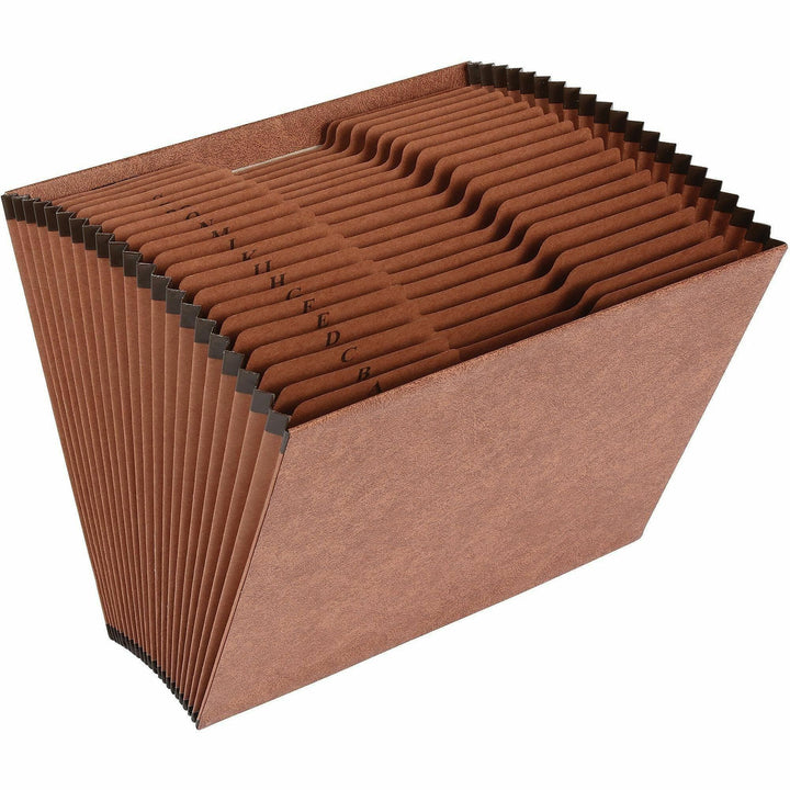 Image of Business Source Accordion File,No Flap,21 Pockets,A-Z,Letter,12"x10",Brown