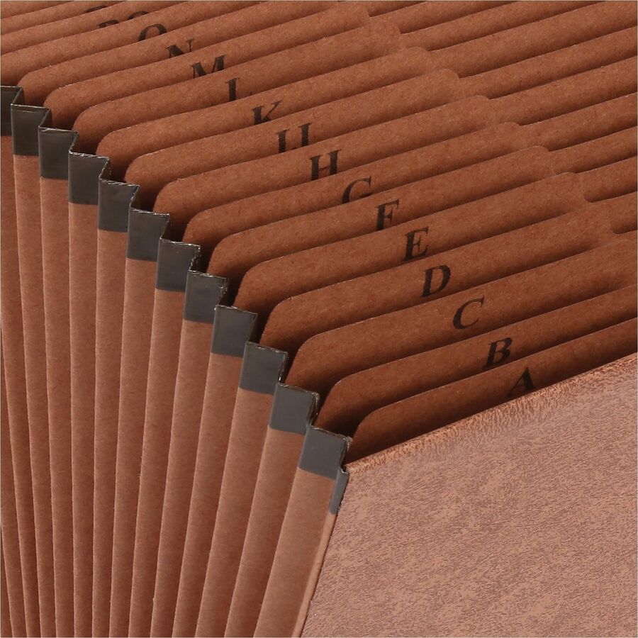 Image of Business Source Accordion File,No Flap,21 Pockets,A-Z,Letter,12"x10",Brown