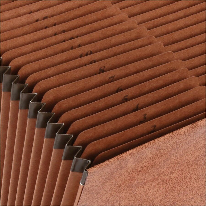 Image of Business Source Accordion File,No Flap,31 Pockets,1-31,Letter,12"x10",Brown