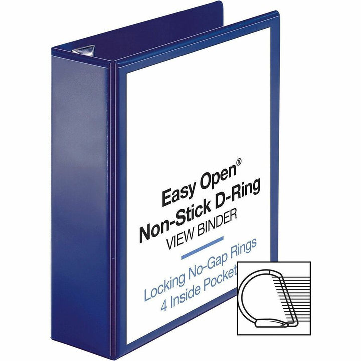 Image of Business Source View Binder, D-Ring, 3" Capacity, 11"x8-1/2", Navy