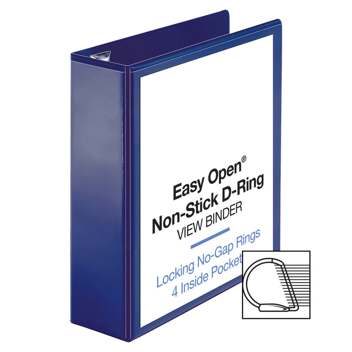 Image of Business Source View Binder, D-Ring, 3" Capacity, 11"x8-1/2", Navy