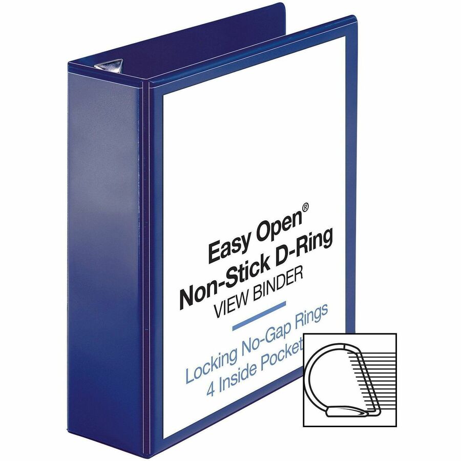 Image of Business Source View Binder, D-Ring, 3" Capacity, 11"x8-1/2", Navy
