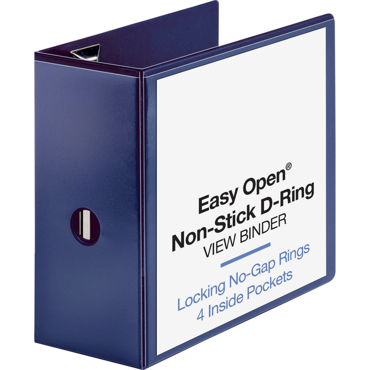 Image of Business Source View Binder, D-Ring, 5" Capacity, 11"x8-1/2", Navy