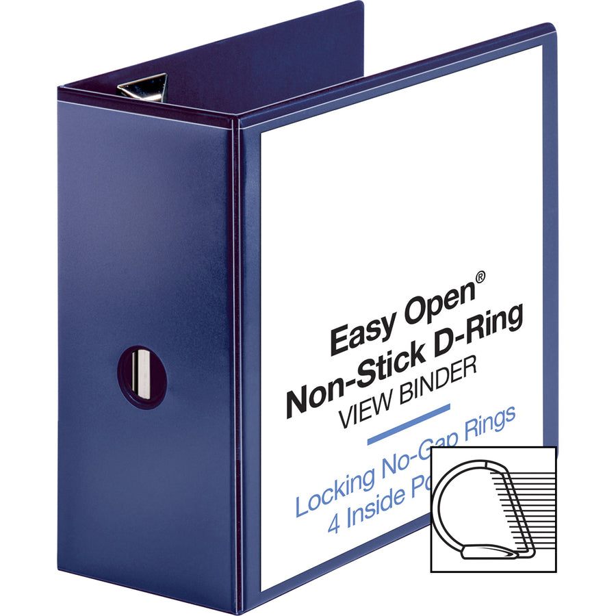 Image of Business Source View Binder, D-Ring, 5" Capacity, 11"x8-1/2", Navy