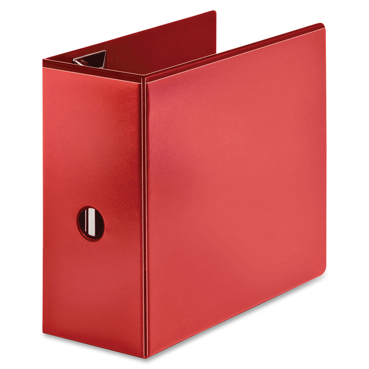 Image of Business Source View Binder, D-ring, 5" Capacity, 8-1/2"x11", Red