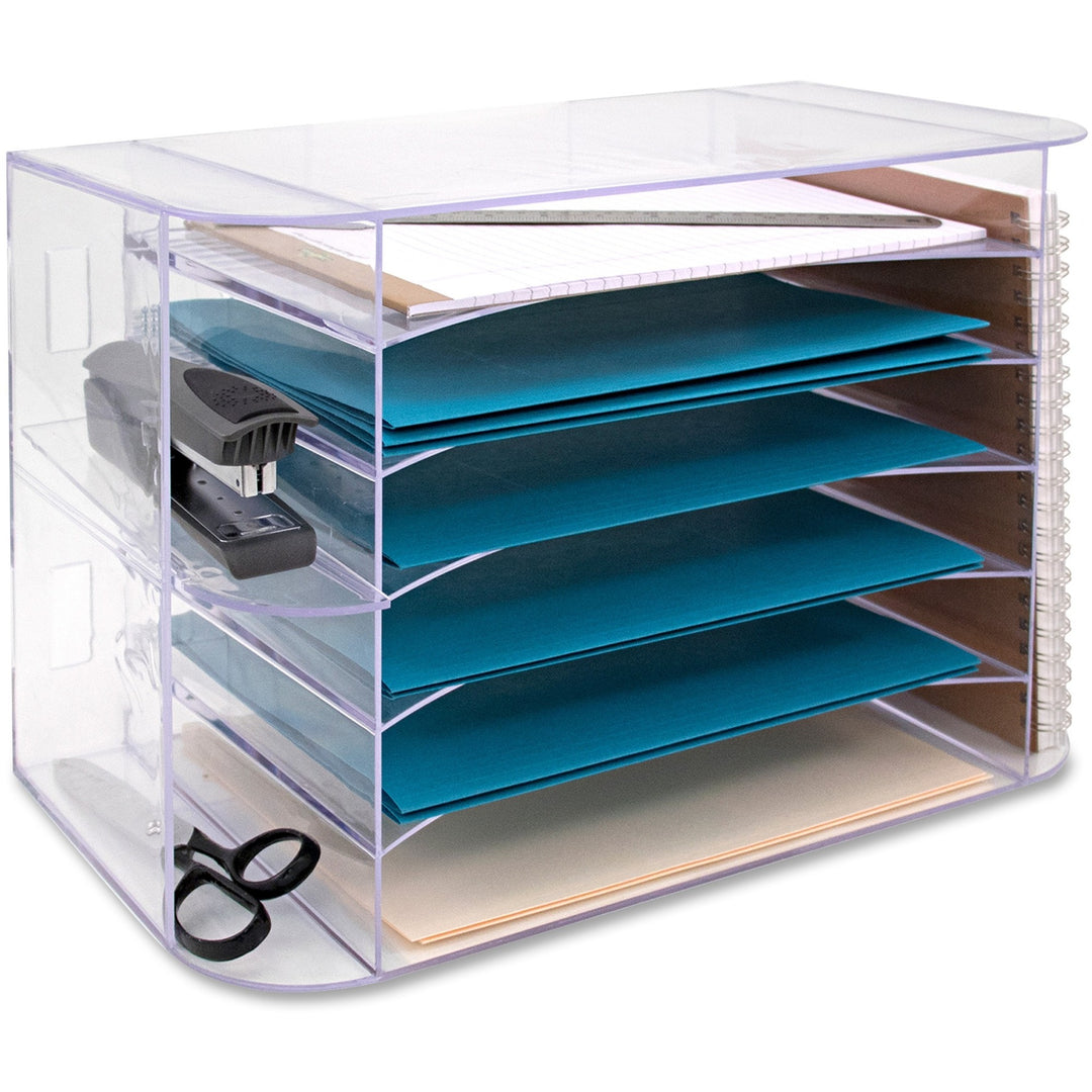Image of Business Source Desk Sorter w/6 Letter Trays, Jumbo, 18-1/8"x10"x12-1/4", CL