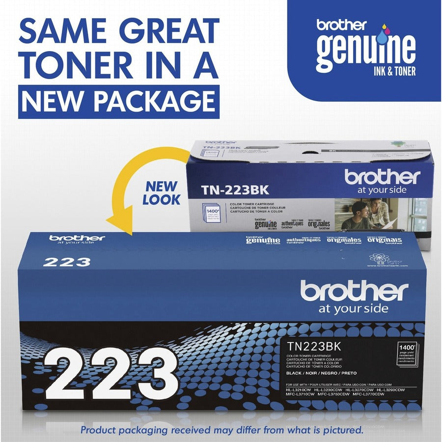 Image of Brother Genuine TN-223BK Standard Yield Black Toner Cartridge, 1400 Pages, 1 Each
