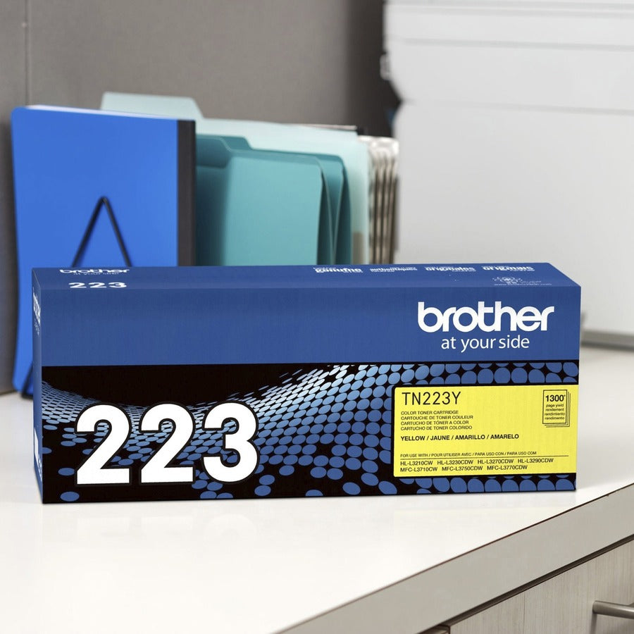 Image of Brother Genuine TN-223Y Standard Yield Yellow Toner Cartridge, 1300 Pages, 1 Each