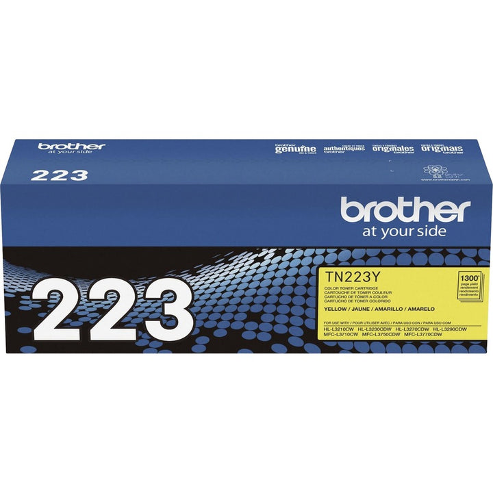 Image of Brother Genuine TN-223Y Standard Yield Yellow Toner Cartridge, 1300 Pages, 1 Each