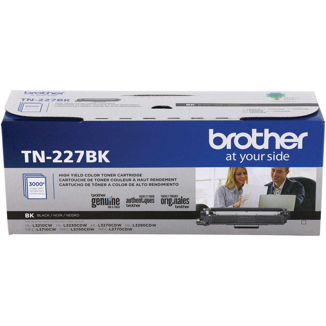 Image of Brother Genuine TN-227BK High Yield Black Toner Cartridge, 3000 Pages, 1 Each