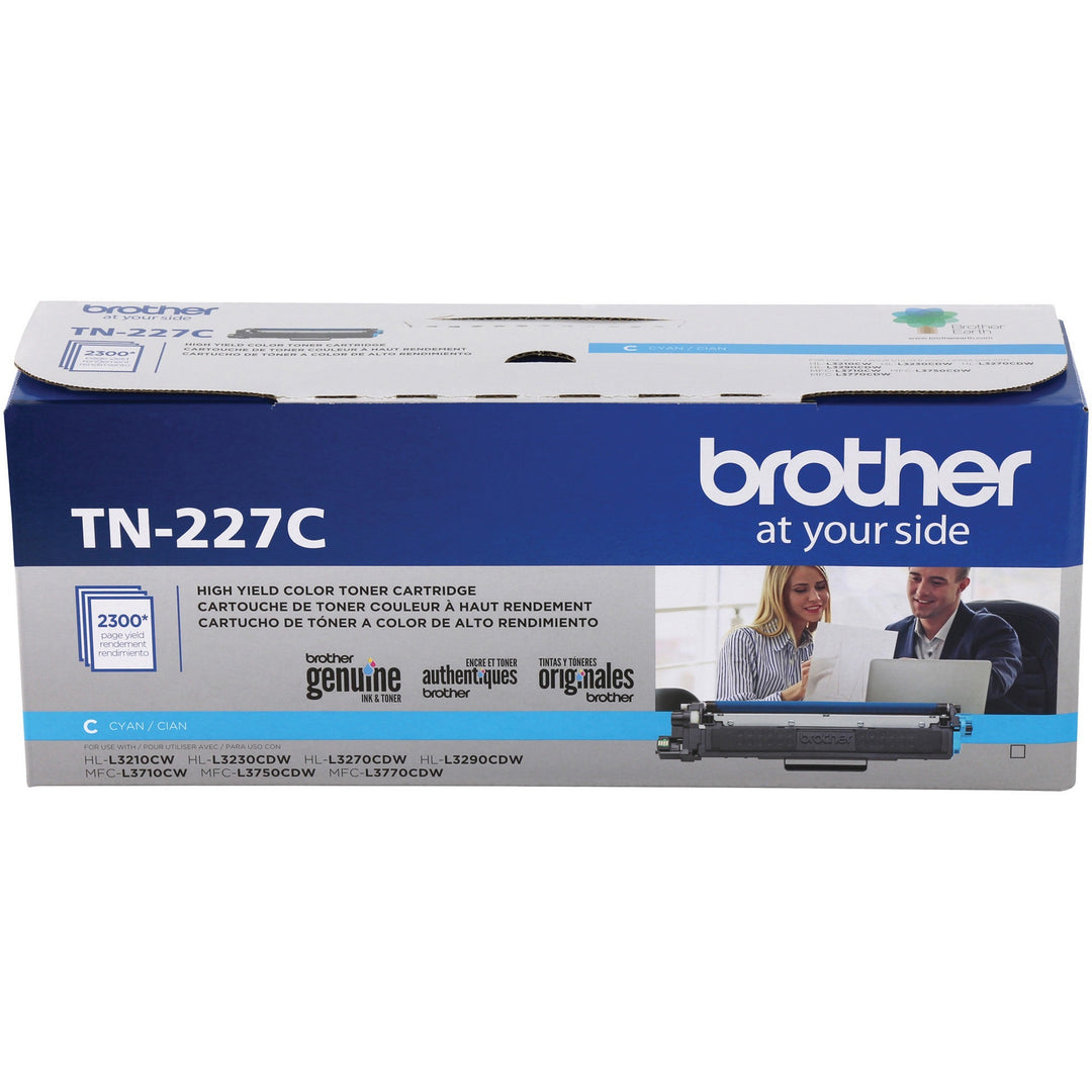 Image of Brother Genuine TN-227C High Yield Cyan Toner Cartridge, 2300 Pages, 1 Each