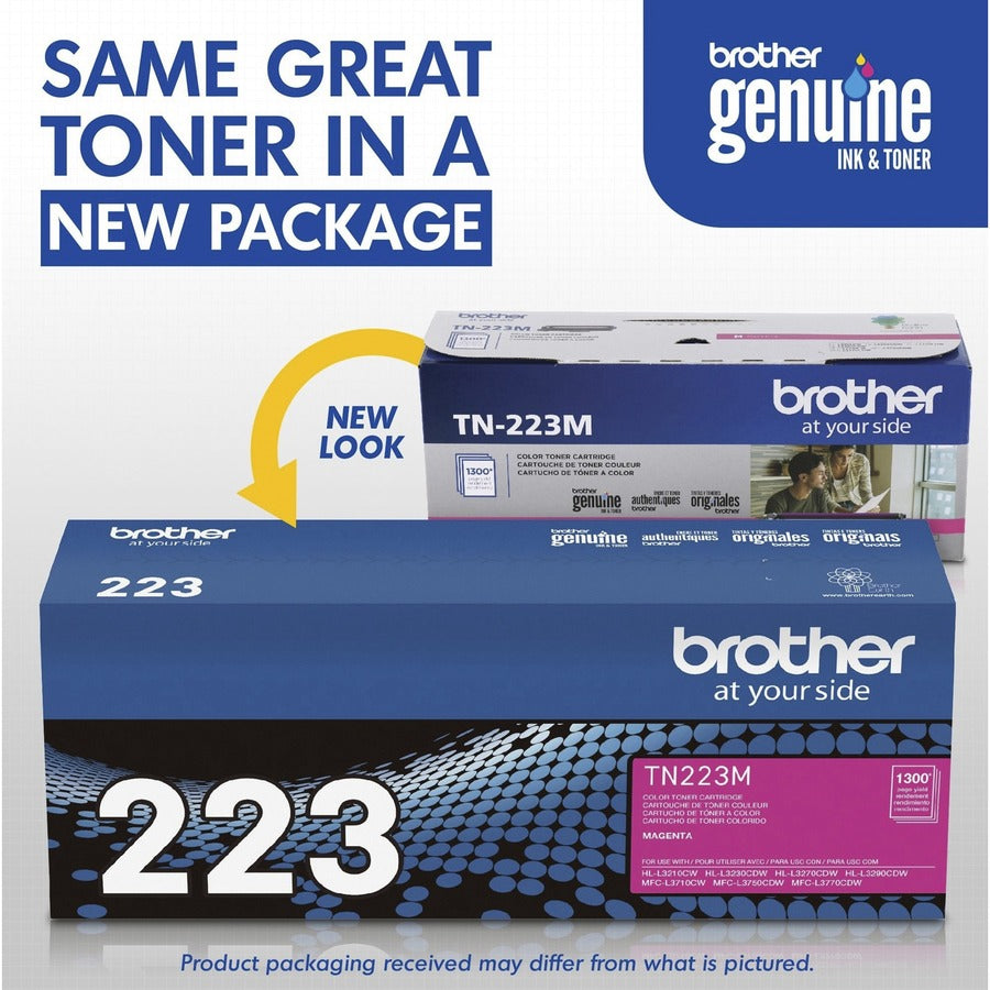 Image of Brother Genuine TN-223M Standard Yield Magenta Toner Cartridge, 1300 Pages, 1 Each