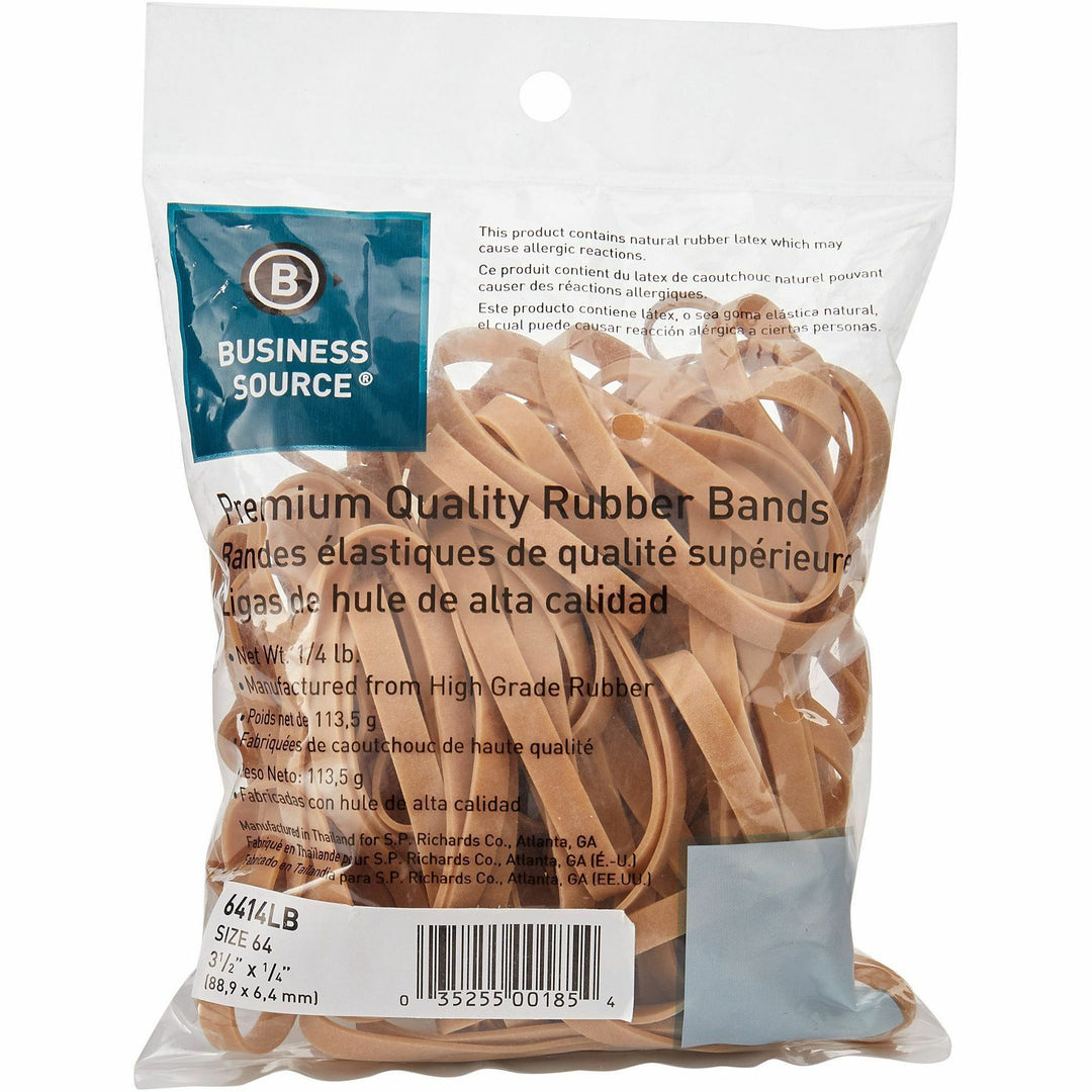 Image of Business Source Rubber Bands,1/4 lb,Size 64,3-1/2"x1/4",Approx106/PK,NL