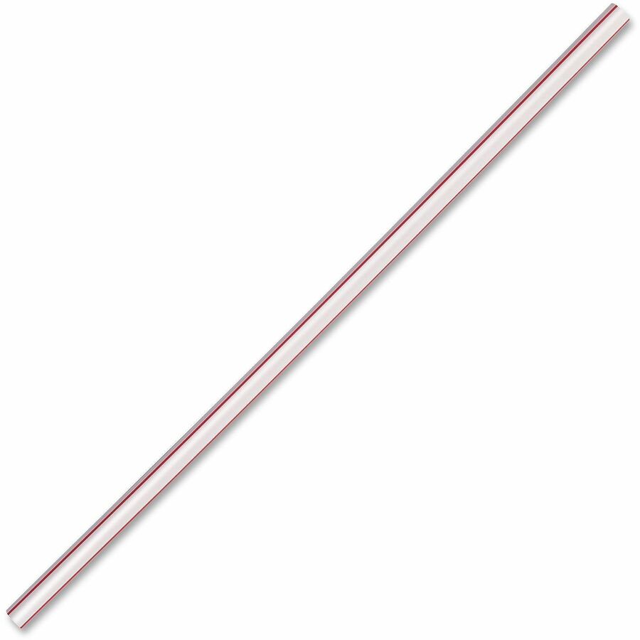 Image of Genuine Joe Straws, Jumbo, Striped, 7-3/4"L,500/BX,24BX/CT, Red/White