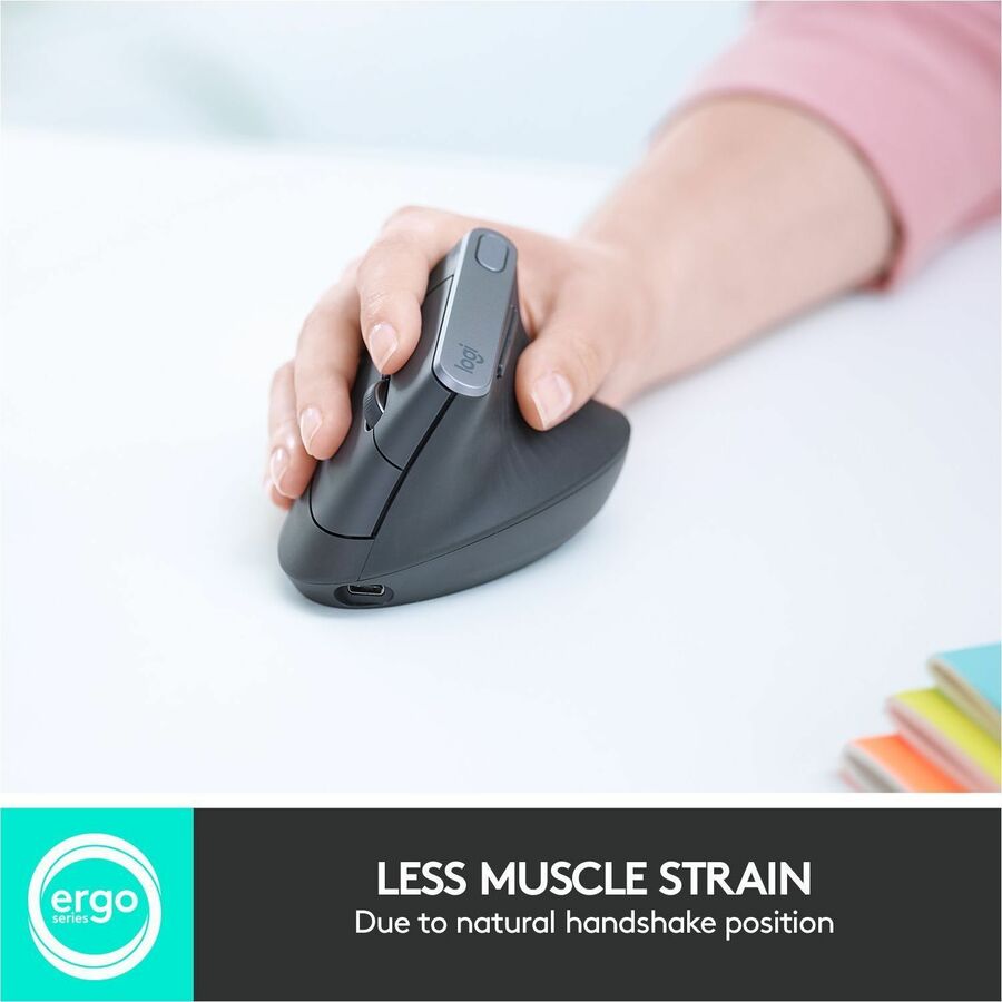 Image of Logitech® MX Vertical Advanced Ergonomic Mouse, 2.4 GHz Frequency/33 ft Wireless Range, Left/Right Hand Use, Graphite