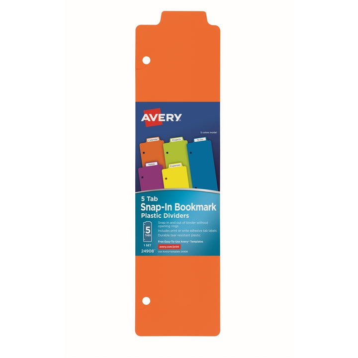 Image of Avery® Tabbed Snap-In Bookmark Plastic Dividers, 5-Tab, 11.5 X 3, Assorted, 1 Set