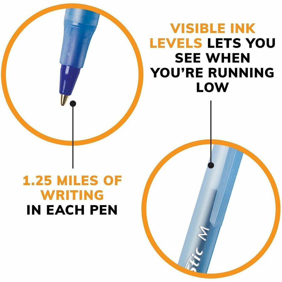 Image of BIC® BallpointPens,Stick,MedPnt,12/BX,6BX/BD,Frost Barrel/BEInk