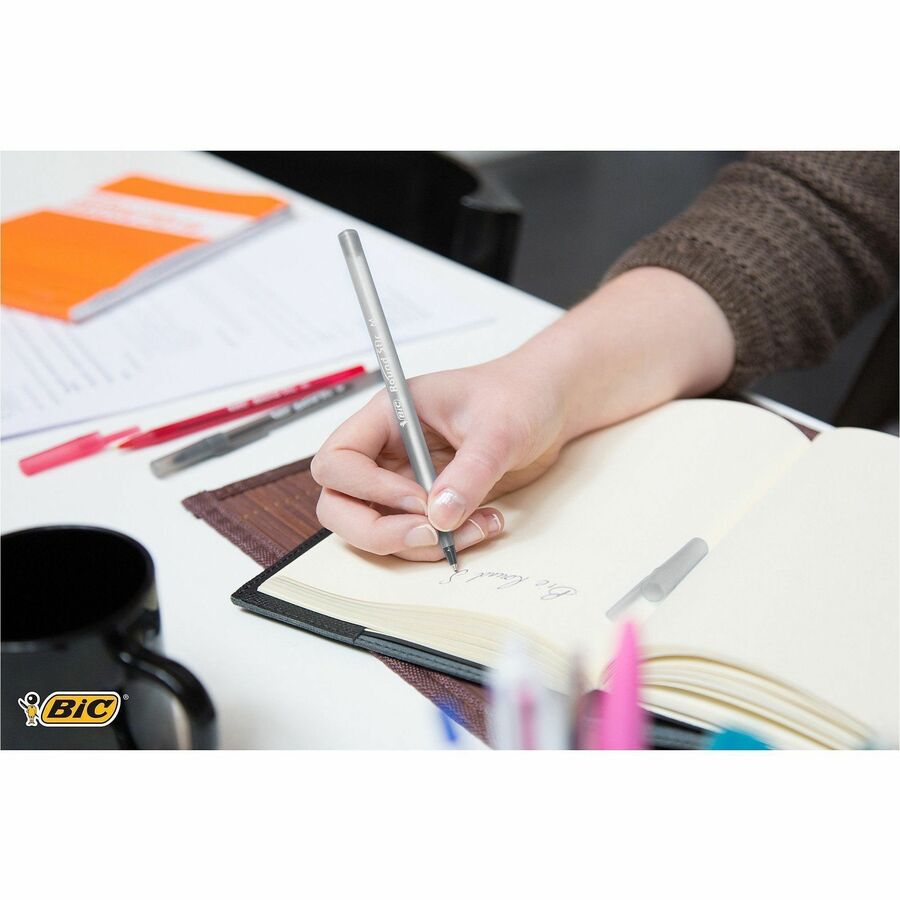 Image of BIC® BallpointPens,Stick,MedPnt,12/BX,6BX/BD,Frost Barrel/BEInk