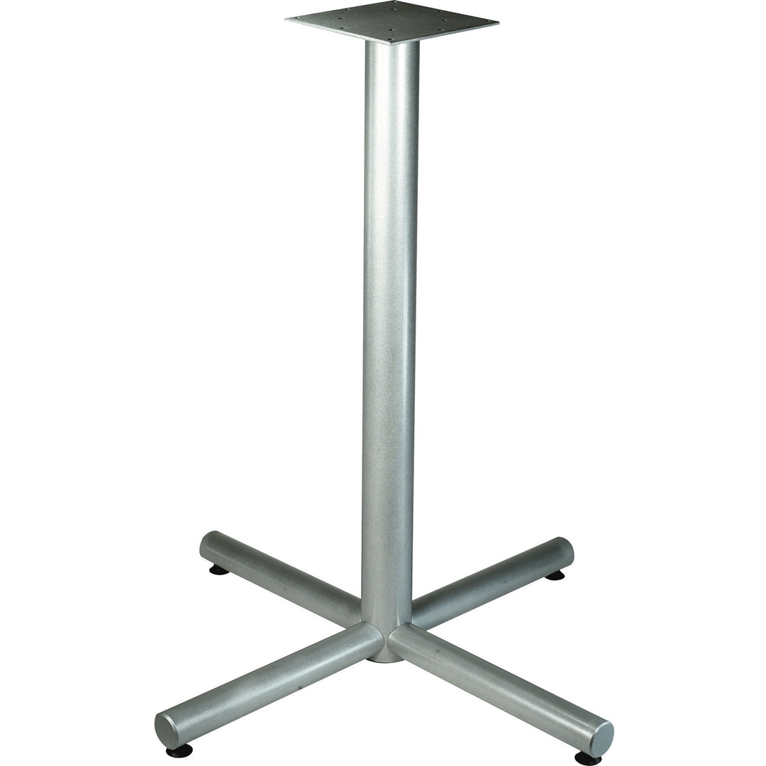 Image of Lorell 34431 Hospitality 36" Bistro-Height Tabletop X-leg Base, Metallic Silver X-shaped Base, 40.75" H x 32" Width, Assembly Required, 1 Each