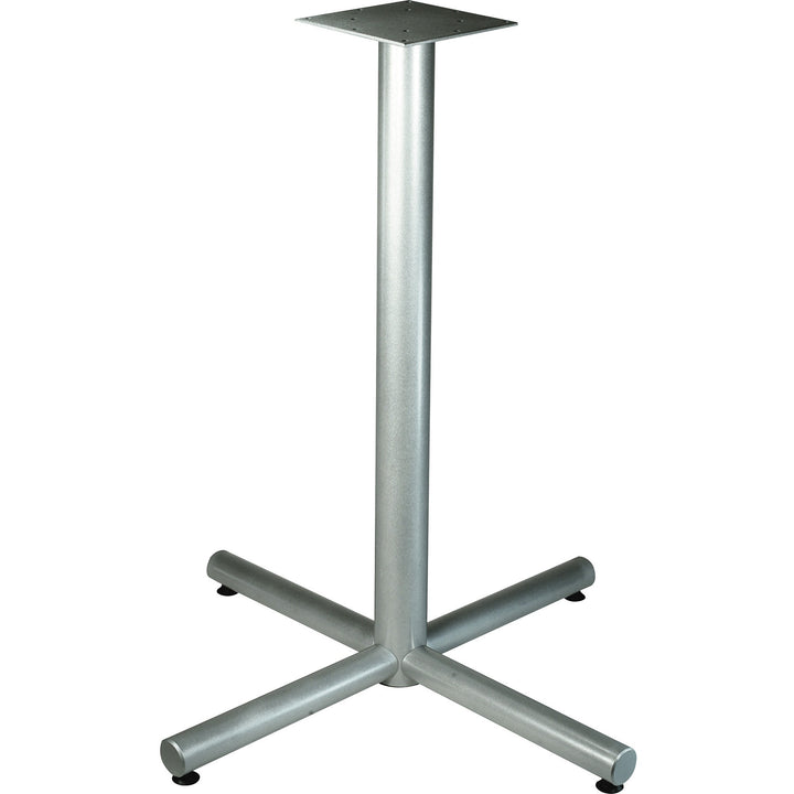 Image of Lorell 34431 Hospitality 36" Bistro-Height Tabletop X-leg Base, Metallic Silver X-shaped Base, 40.75" H x 32" Width, Assembly Required, 1 Each