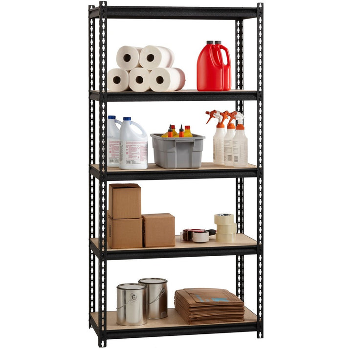 Image of Lorell Shelving, 5-Shelf, Steel, 2300 lb Cap, 36"x18"x72", Black