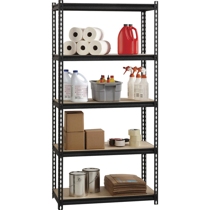 Image of Lorell Shelving, 5-Shelf, Steel, 2300 lb Cap, 36"x18"x72", Black