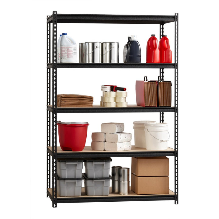 Image of Lorell Shelving, 5-Shelf, Steel, 2300 lb Cap, 48"x18"x72", Black