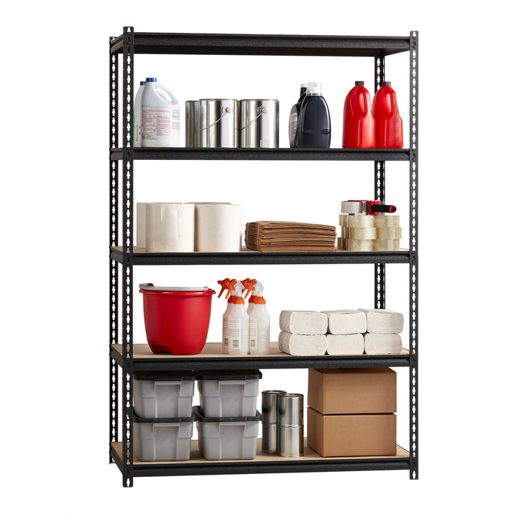 Image of Lorell Shelving, 5-Shelf, Steel, 2300 lb Cap, 48"x24"x72", Black