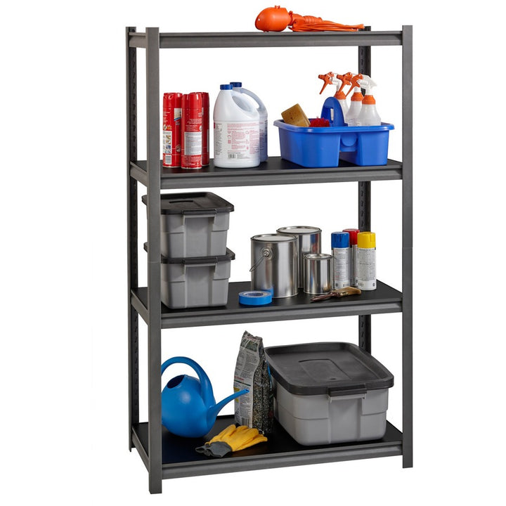 Image of Lorell Shelving, 4-Shelf, Steel, 3200 lb Cap, 36"x18"x60", Black