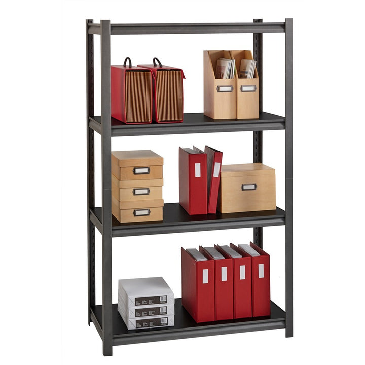 Image of Lorell Shelving, 4-Shelf, Steel, 3200 lb Cap, 36"x18"x60", Black