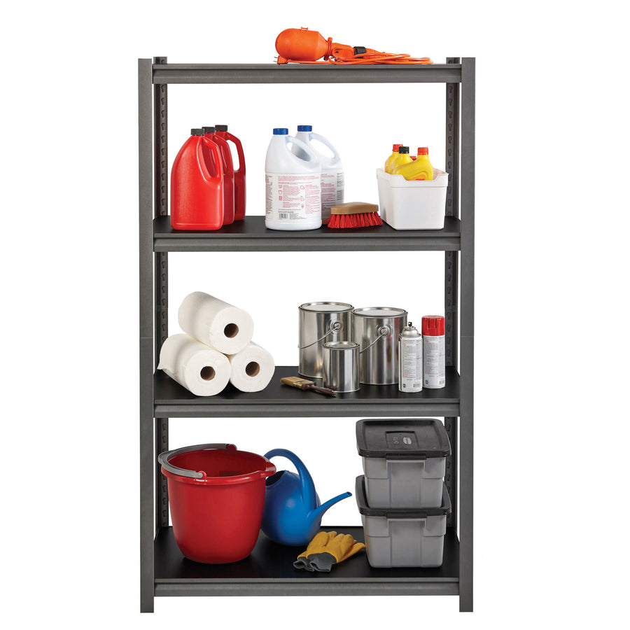 Image of Lorell Shelving, 4-Shelf, Steel, 3200 lb Cap, 36"x18"x60", Black