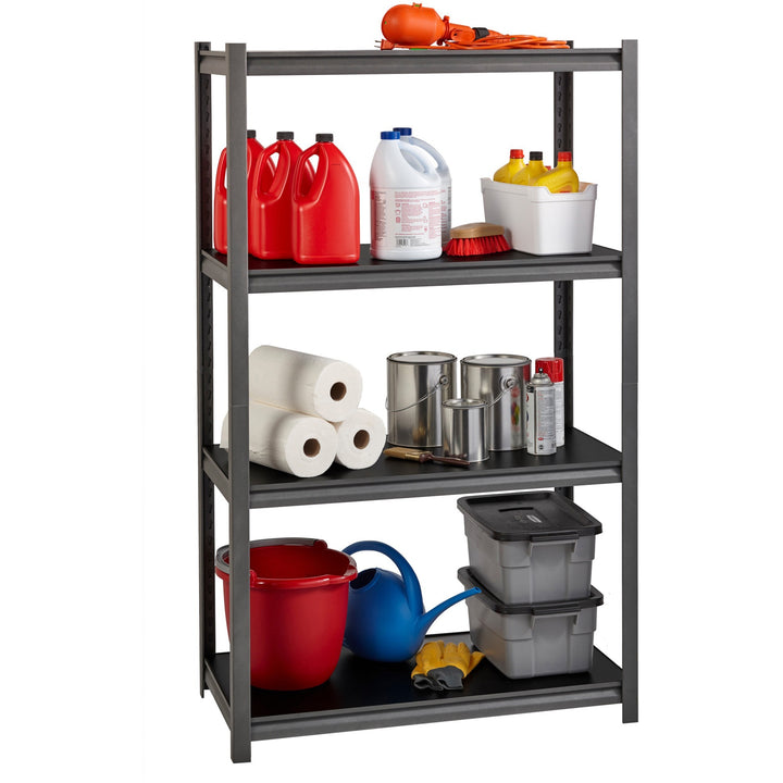 Image of Lorell Shelving, 4-Shelf, Steel, 3200 lb Cap, 36"x18"x60", Black
