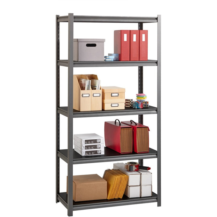 Image of Lorell Shelving, 5-Shelf, Steel, 3200 lb Cap, 36"x18"x72", Black