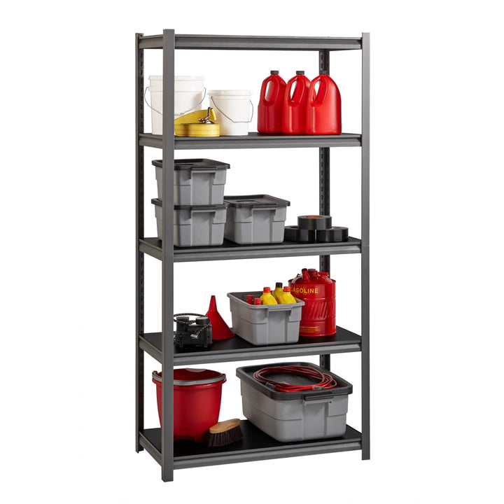 Image of Lorell Shelving, 5-Shelf, Steel, 3200 lb Cap, 36"x18"x72", Black