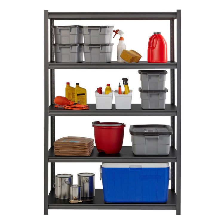 Image of Lorell Shelving, 5-Shelf, Steel, 3200 lb Cap, 48"x24"x72", Black